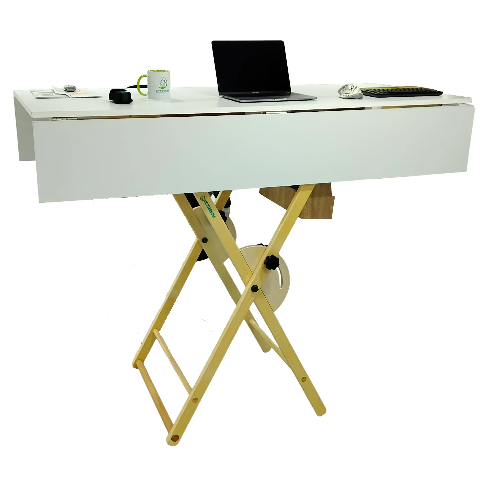 Table debout- Standing Table-avec dessus 160 x 120 cm - Bois Rouge 1er choix, dessus en Mélaminé