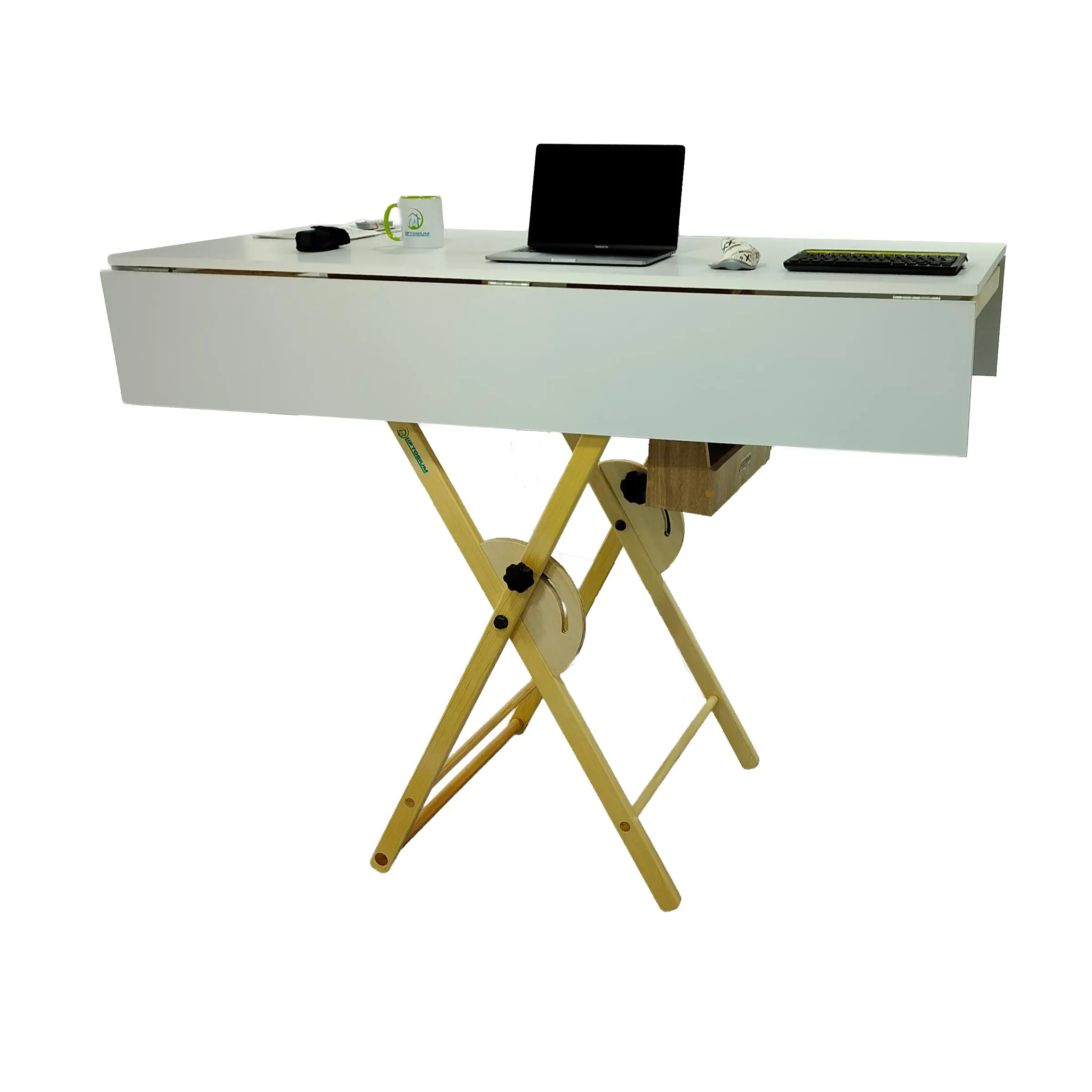 Table debout- Standing Table-avec dessus 160 x 120 cm - Bois Rouge 1er choix, dessus en Mélaminé – Image 2