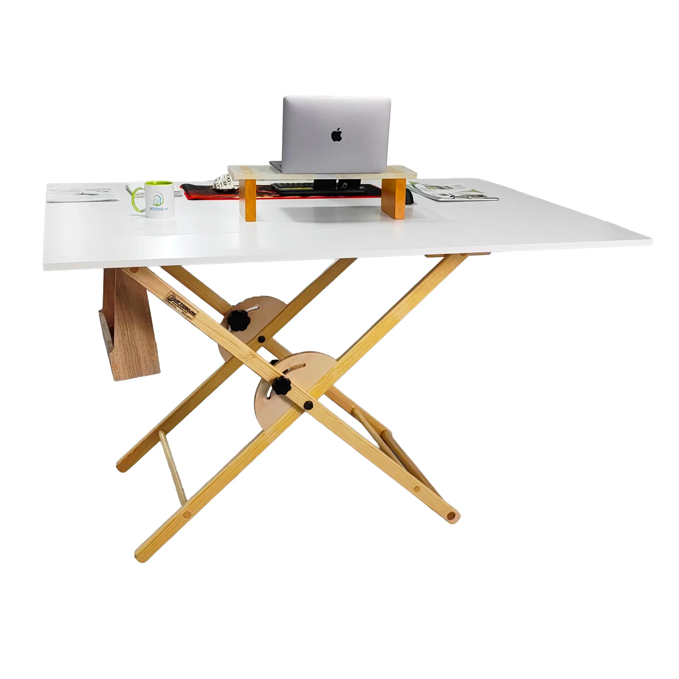 Table debout- Standing Table-avec dessus 160 x 120 cm - Bois Rouge 1er choix, dessus en Mélaminé – Image 4